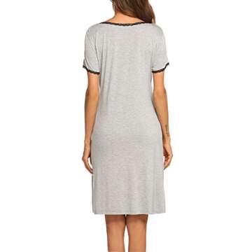 Ekouaer Women Delivery Nightgowns Labor Sleepshirts Maternity Dress Pregnancy Gowns Breastfeeding Nightwear, Small Light Grey