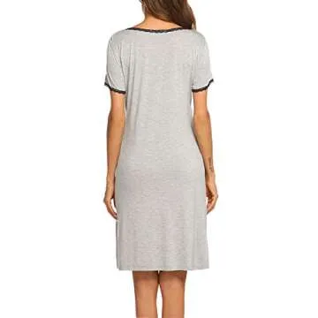 Ekouaer Women Delivery Nightgowns Labor Sleepshirts Maternity Dress Pregnancy Gowns Breastfeeding Nightwear, Small Light Grey