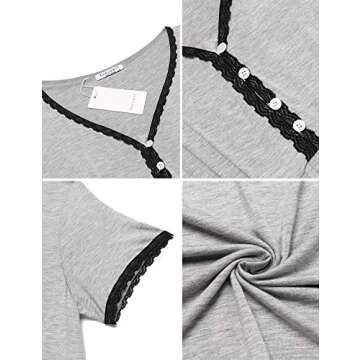 Ekouaer Women Delivery Nightgowns Labor Sleepshirts Maternity Dress Pregnancy Gowns Breastfeeding Nightwear, Small Light Grey