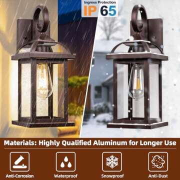 Roravilila Bronze Outdoor Wall Lanterns Aluminum Anti-Rust Porch Lights 2-Pack, Exterior Light Fixtu...