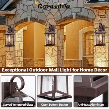 Roravilila Bronze Outdoor Lanterns 2-Pack Waterproof Lighting