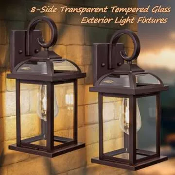 Roravilila Bronze Outdoor Lanterns 2-Pack Waterproof Lighting