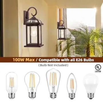 Roravilila Bronze Outdoor Lanterns 2-Pack Waterproof Lighting