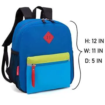 HawLander Toddler Backpack for Boys, 12 inch Kids Preschool Backpack with Chest Strap, Blue