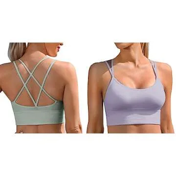 Sykooria 3 Pack Strappy Sports Bra for Women Sexy Crisscross Open Back for Yoga Running Athletic Gym...