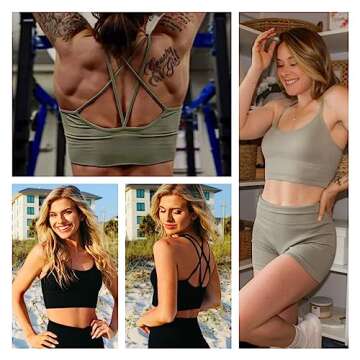 Sykooria 3 Pack Strappy Sports Bra for Women Sexy Crisscross Open Back for Yoga Running Athletic Gym Workout Fitness Tops