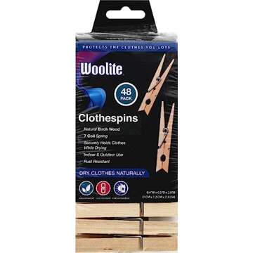 WOOLITE Laundry 360 48 Count Birch Wood Clothespins, Natura
