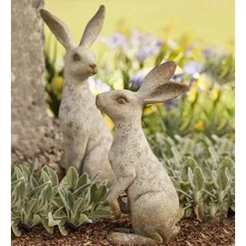 Realistic Tall Sitting Bunny Garden Sculpture | 24" H | Weather-Resistant | Resin Rabbit Statue | Alert Pose | Perfect for Garden or Pathway Decor | 7¾"L x 6" W