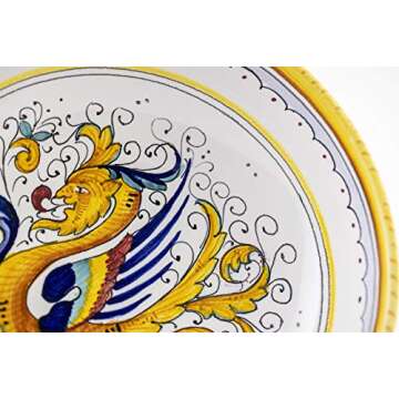 thatsArte.com - Italian Ceramic 8-inch Soup & Pasta Bowl Raffaellesco - Deruta Pottery, Italian Hand Painted Pasta Bowl, Small Serving Bowl, Deruta Dinnerware, Handmade Ceramic Bowl, Italian Soup Bowl