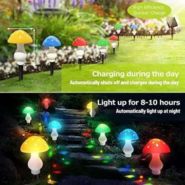 Upgraded Outdoor Solar Garden Lights, 8 Pack 50 LED Mushroom Outdoor 8 Modes 23ft Waterproof Solar Powered Landscape Cute Fairy String Light for Yard Patio Outside Decor（Multicolor）