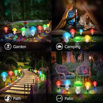Upgraded Outdoor Solar Garden Lights, 8 Pack 50 LED Mushroom Outdoor 8 Modes 23ft Waterproof Solar Powered Landscape Cute Fairy String Light for Yard Patio Outside Decor（Multicolor）