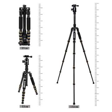 ZOMEI Z669C Carbon Fiber Portable Tripod with Ball Head Compact Travel for Canon,Sony, Nikon, Samsung, Panasonic, Olympus, Kodak, Fuji, Cameras and Video Camera