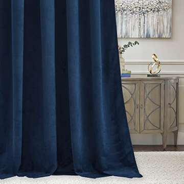 RYB HOME Velvet Curtains - Chic Blackout Panels 84"