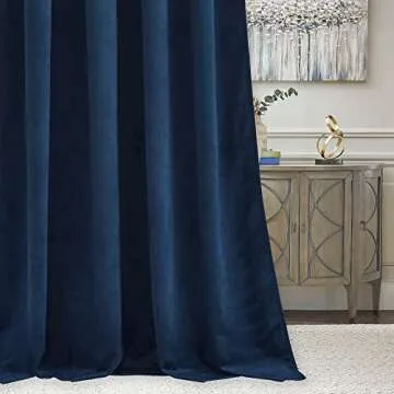 RYB HOME Velvet Curtains - Chic Blackout Panels 84"