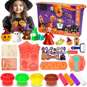 CL FUN Halloween Play Dough Sets for Kids, Playdough Bulk Pack Classroom Play Clay Tools Accessories...