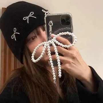 2Pcs Pearl Bow Keychain Clip,Y2K Pearl Bows Key Chain Phone Charm Sweet Bow Knot Keychains Bag Charms Lovely Bowknot Pendant Car Key Chain White Bead Bowknot Key Chains Women Cute Keychain Accessories