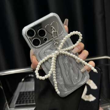 2Pcs Pearl Bow Keychain Clip,Y2K Pearl Bows Key Chain Phone Charm Sweet Bow Knot Keychains Bag Charms Lovely Bowknot Pendant Car Key Chain White Bead Bowknot Key Chains Women Cute Keychain Accessories