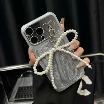 2Pcs Pearl Bow Keychain Clip,Y2K Pearl Bows Key Chain Phone Charm Sweet Bow Knot Keychains Bag Charms Lovely Bowknot Pendant Car Key Chain White Bead Bowknot Key Chains Women Cute Keychain Accessories