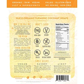 NUCO Organic Turmeric Coconut Wraps - Vegan & Gluten Free