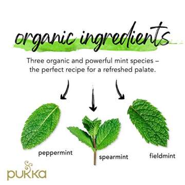 Pukka Three Mint Organic Herbal Tea, Peppermint, Spearmint and Field Mint, 20 Tea Bags