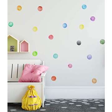 Murwall Polka Dots Wall Decal Watercolor Colorful Wall Stickers Round Wall Decal Peel and Stick Nursery Wall Decor 63 Dots