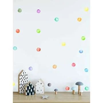 Murwall Polka Dots Wall Decal Watercolor Colorful Wall Stickers Round Wall Decal Peel and Stick Nursery Wall Decor 63 Dots