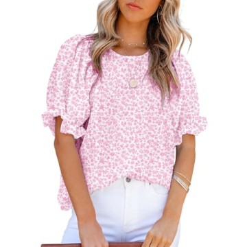 Dokotoo Womens Floral Print Blouse - Versatile Casual Summer Top