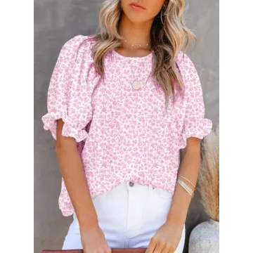 Dokotoo Womens Floral Print Blouse Stylish Casual Wear