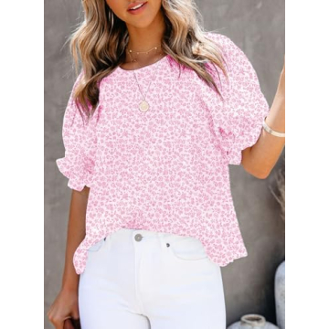 Dokotoo Womens Floral Print Blouse Stylish Casual Wear