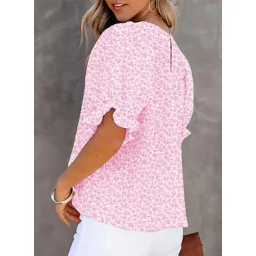 Dokotoo Womens Floral Print Blouse Stylish Casual Wear