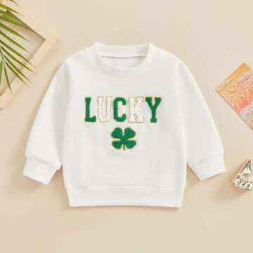 Charming St. Patrick's Day Outfit for Toddlers - Lucky Clover Sweatshirt (3-4T)