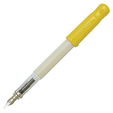 Pilot Kakuno Medium-Nib Fountain Pen, White Body Soft Yellow Cap Body (FKA-1SR-SYM)