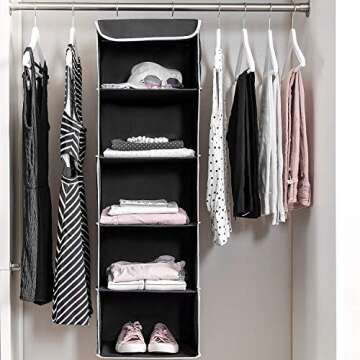 ZOBER Hanging Closet Organizer, 5-Shelf - Hanging Storage Organizer Shelves for Clothes, Towels, Toy...