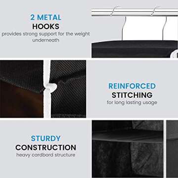 ZOBER Hanging Closet Organizer, 5-Shelf - Hanging Storage Organizer Shelves for Clothes, Towels, Toys - College Dorm Room, Nursery, & Home Closet