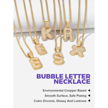 18K Gold Bubble Letter M Pendant Necklace Hip Hop Jewelry