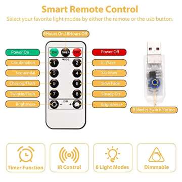 Briignite Star String Lights 100 LED Remote Control