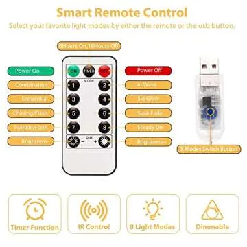 Briignite Star String Lights 100 LED Remote Control