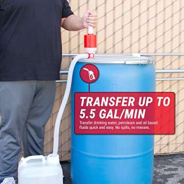 TERA PUMP Drum Barrel Pump - Heavy Duty BPA-Free for Emergency Essentials Disasters (No Batteries or...