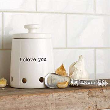 Mud Pie Ceramic Garlic Keeper Set