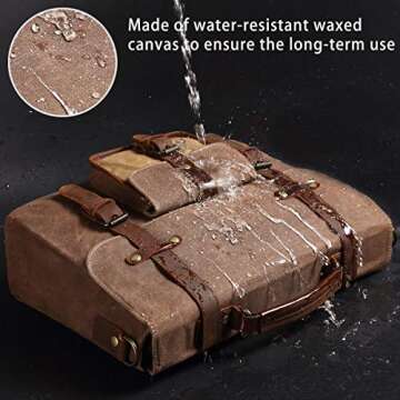 SOAEON Messenger Bag,Computer Bag 15.6inch,Waterproof Laptop Bag Waxed Canvas Vintage Satchel Shoulder Bag for Travel