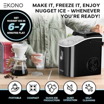 Ekono Nugget Ice Maker - Compact Sonic Ice Machine for Home & Parties