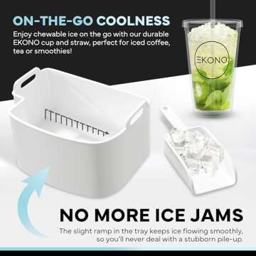 Ekono Nugget Ice Maker - Chewable Ice in 6 Minutes