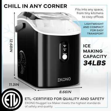 Ekono Nugget Ice Maker - Chewable Ice in 6 Minutes