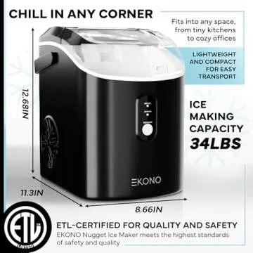 Ekono Nugget Ice Maker - Chewable Ice in 6 Minutes
