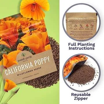 California Orange Poppy Wildflower Seeds - Bulk 1 Ounce Packet - Over 20,000 Native Seeds - California State Flower!