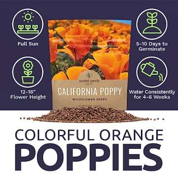 California Orange Poppy Wildflower Seeds - Bulk 1 Ounce Packet - Over 20,000 Native Seeds - California State Flower!