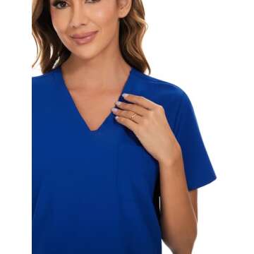 COZYFIT Scrubs for Women Set - Stretch V-Neck Scrub Top & Jogger Pant with 8 Pockets, Yoga Waistband, Anti Wrinkle, Slim Fit Women Scrubs