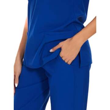 COZYFIT Scrubs for Women Set - Stretch V-Neck Scrub Top & Jogger Pant with 8 Pockets, Yoga Waistband, Anti Wrinkle, Slim Fit Women Scrubs
