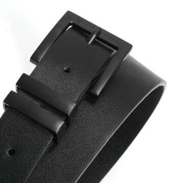 SANSTHS Women's Leather Belt for Jeans Pants Dresses Fashion Ladies Belt Square Gold/Silver Buckle Waist Belt for Women