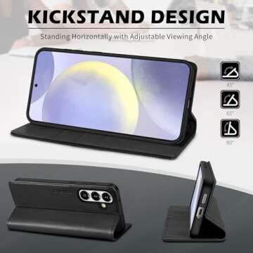 SHIELDON Wallet Case for Galaxy S25 6.2" - Genuine Leather & RFID Protection